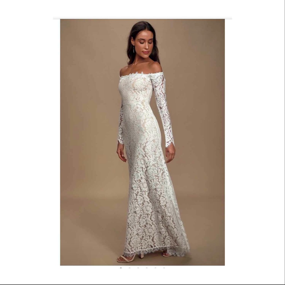 Romance Dreamer White Lace Off-the-Shoulder Maxi